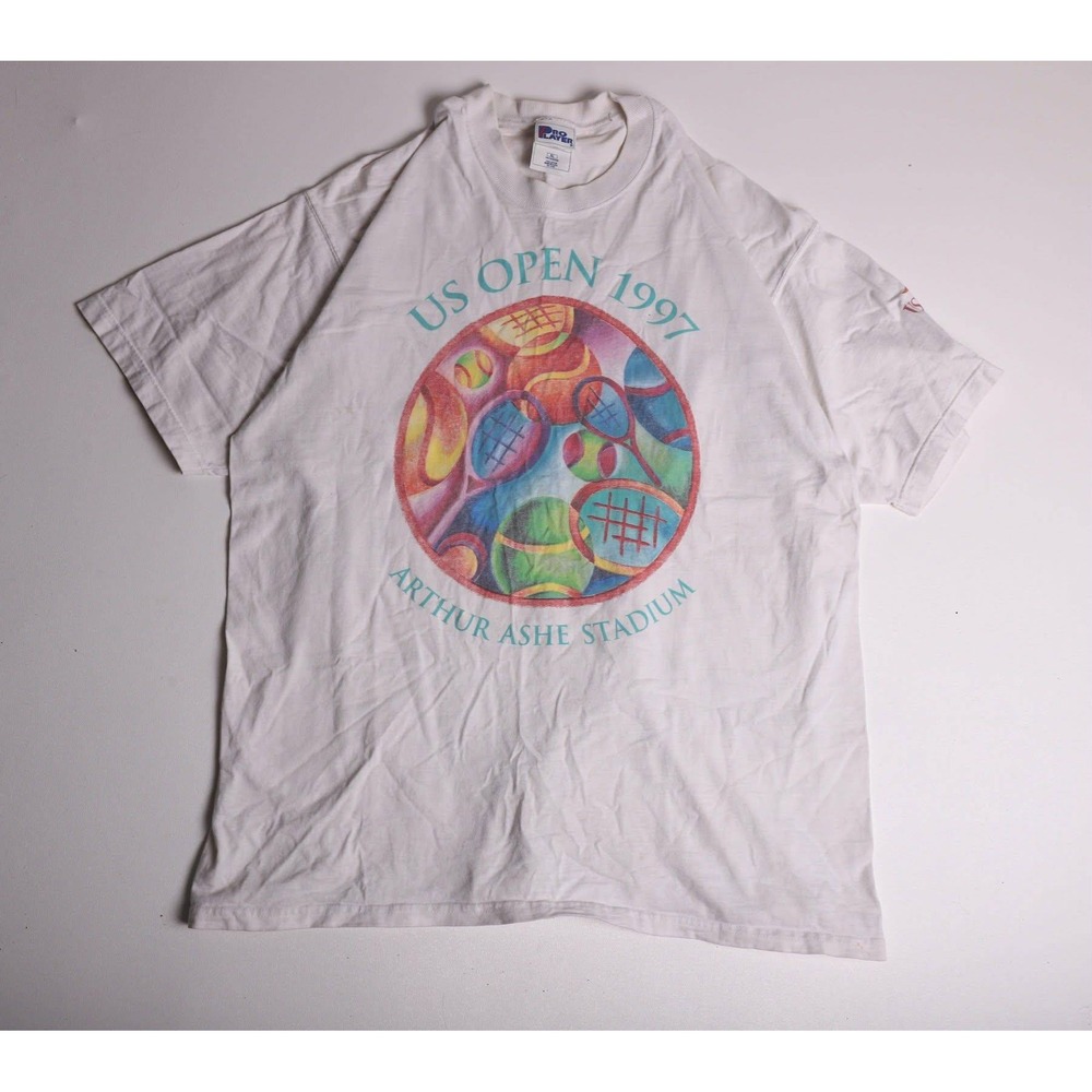 Vintage Pro Player US Open 1997 Arthur Ashe Stadium T-Shirt XL White Tennis USA